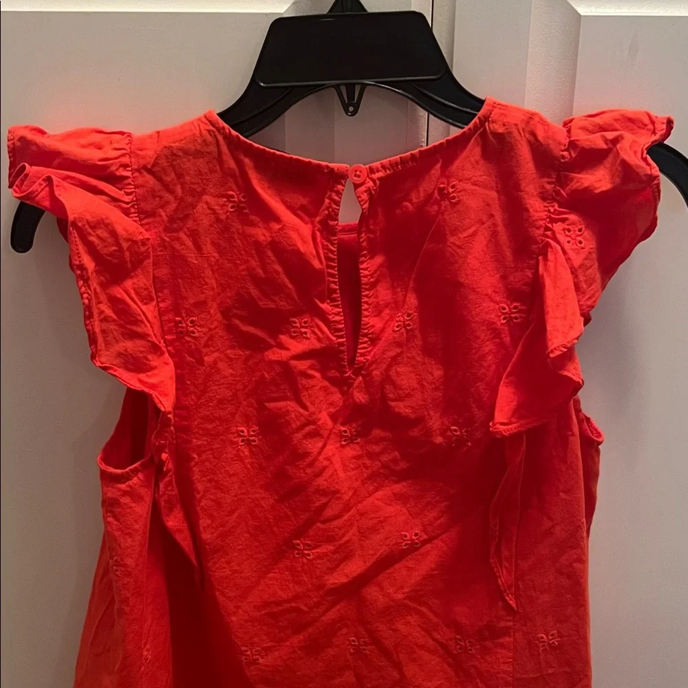 Kate Spade Orange Eyelet Ruffle Top Blouse S Small